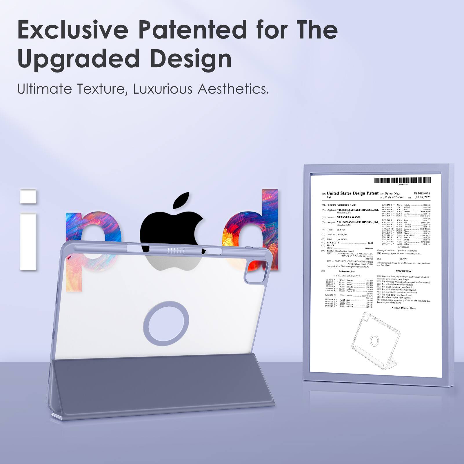 Exclusive Patented for The  
Upgraded Design  
Ultimate Texture, Luxurious Aesthetics.

United States Design Patent  
Patent No. D898,525  
Date of Patent: July 25, 2023  
Inventor: [Name Redacted]  
Assignee: [Name Redacted]  
[Address Redacted]  
[City, State, ZIP Code]  
[Country]  

[Additional details and legal information]