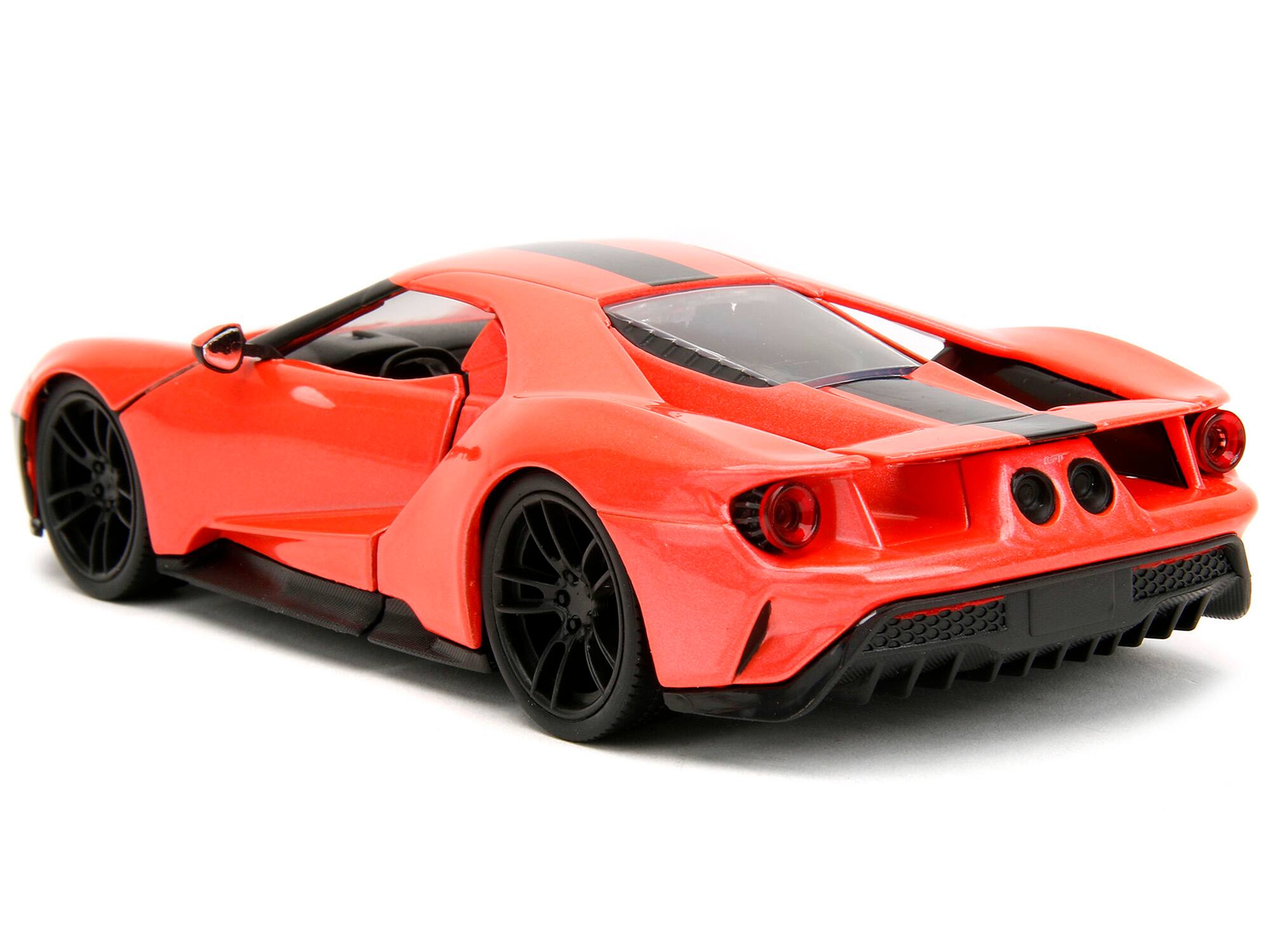 Alt View 1. Jada - 2017 Ford GT Light Red Metallic with Black Stripe "Pink Slips" Series 1/24 Diecast Model Car by Jada - Light Red Metallic With Black.