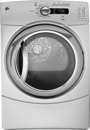 Front Standard. GE - 7.5 Cu. Ft. Steam Electric Dryer - Metallic Silver.