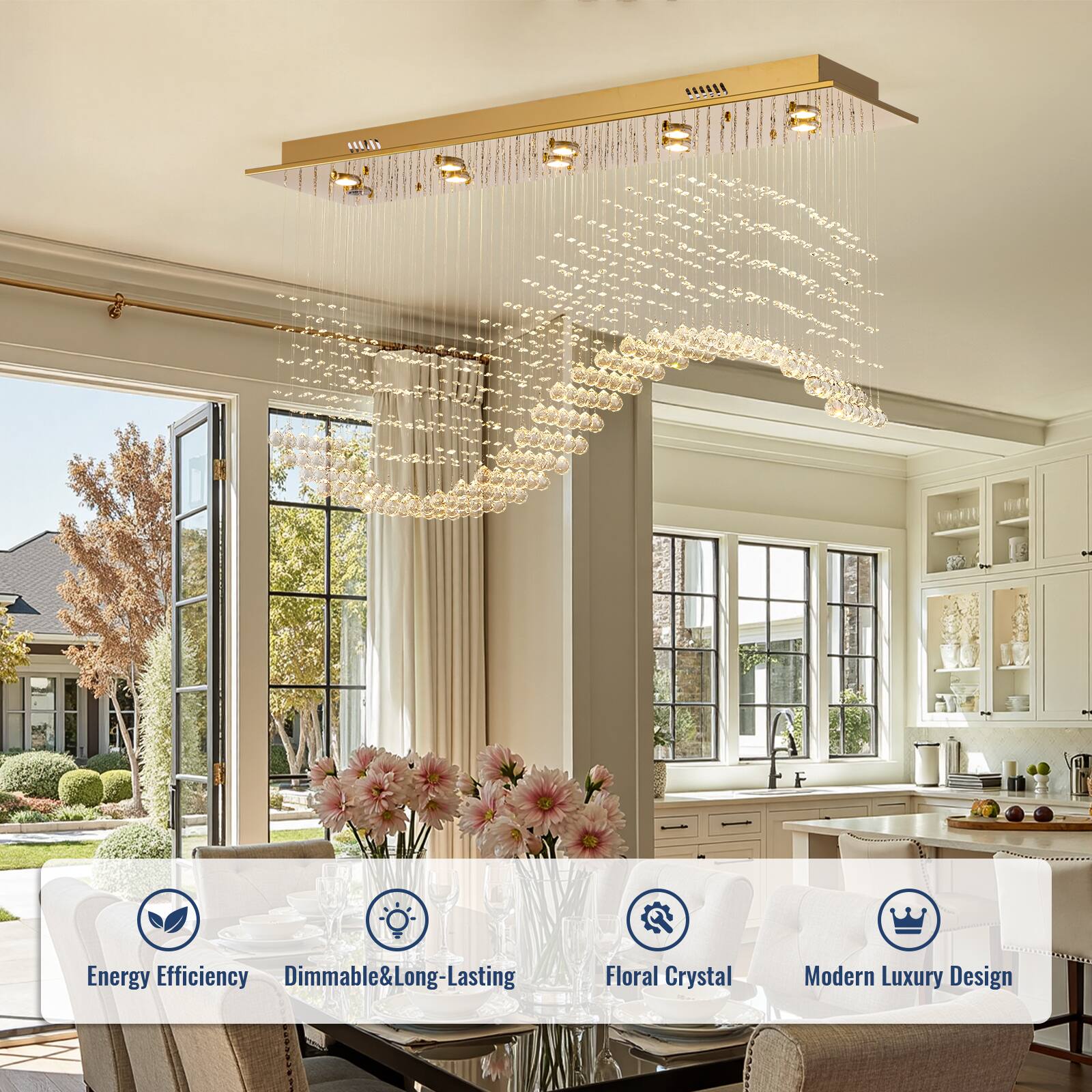 MA 31 SA 1 = Energy Efficiency Dimmable & Long-Lasting Floral Crystal Modern Luxury Design