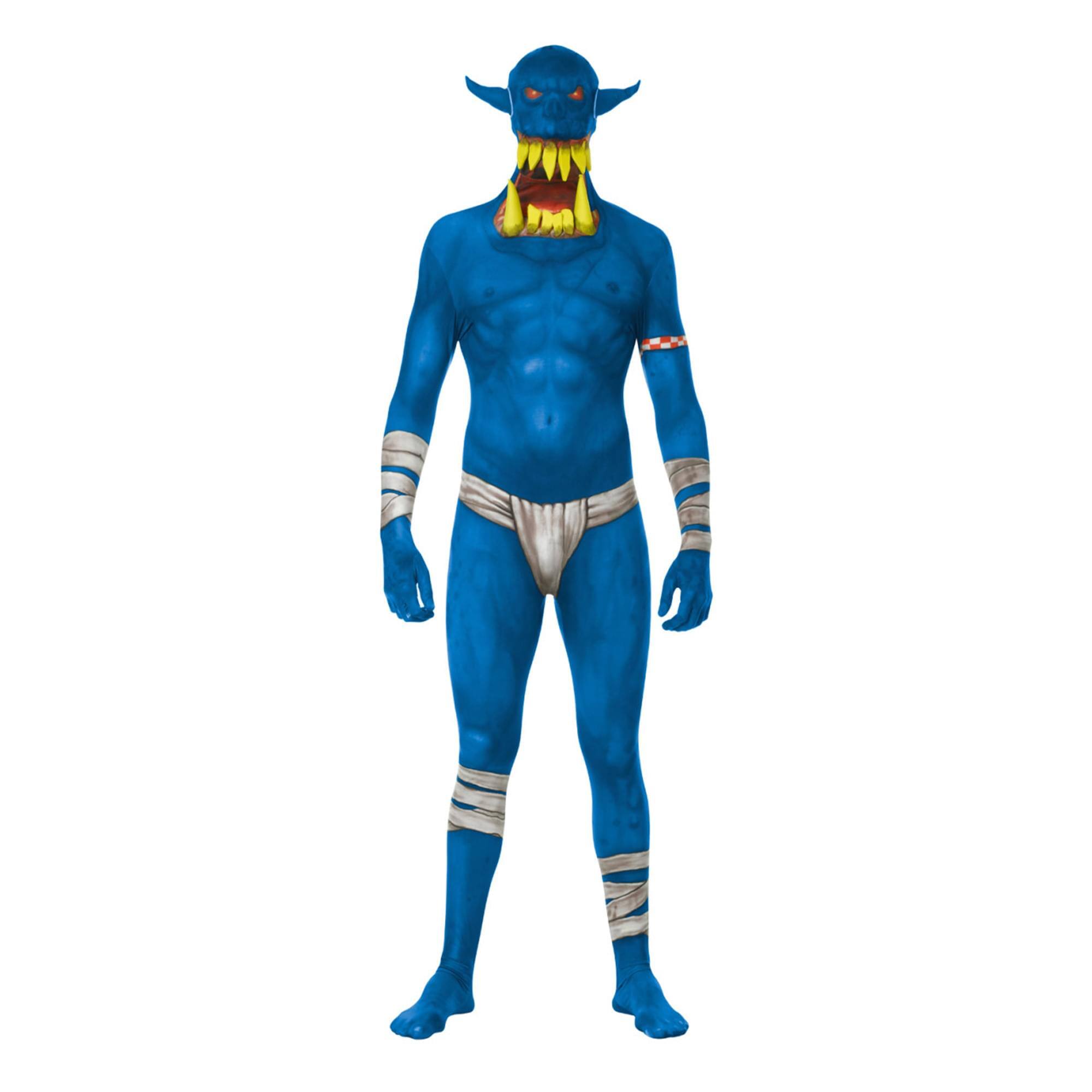 Alt View 10. Loftus International - Blue Orc Jaw Dropper Adult Costume Morphsuit | Medium - Blue.