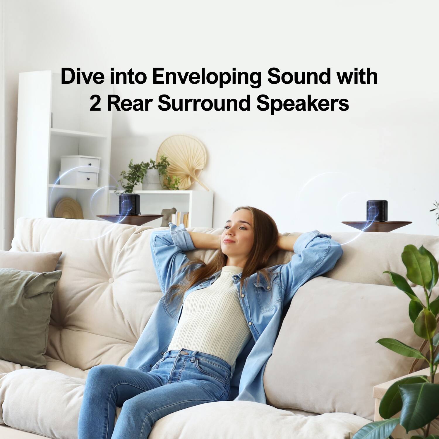 Dive into Enveloping Sound with 2 Rear Surround Speakers