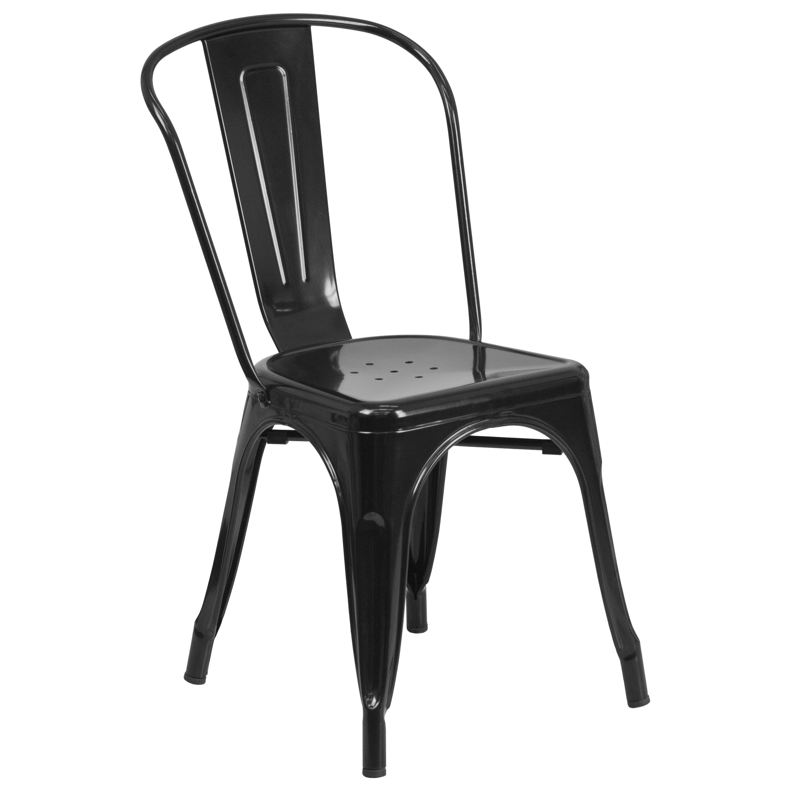 Alt View 7. Emma + Oliver - Commercial Grade 23.75" Square Metal Indoor-Outdoor Table Set w/ 2 Stack Chairs - Black.
