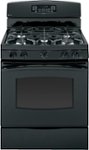 Front Standard. GE - Profile 30" Self-Cleaning Freestanding Gas Convection Range - Black-on-Black.