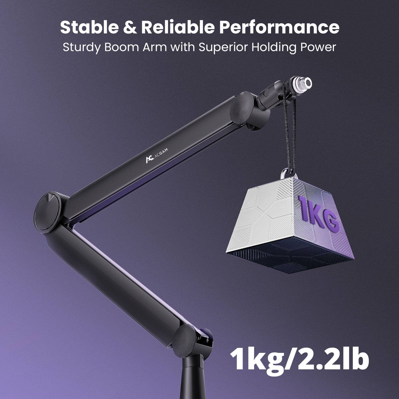 Stable & Reliable Performance: Sturdy Boom Arm with Superior Holding Power.