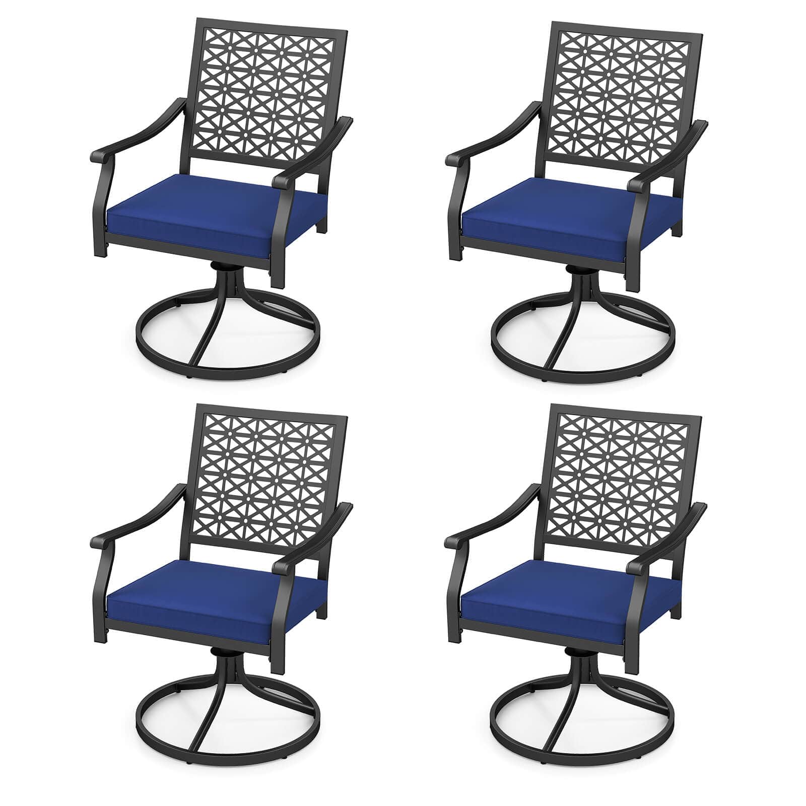 Costway - 4 PCS Outdoor Swivel Chairs Patio Dining Chairs with Padded Cushions High Back - Navy price history on PriceWatchPro