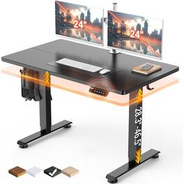 ZUQIETA - 47.2” Standing Desk with Wood Top - Adjustable Height for Work, Study & Gaming, Modern - Black