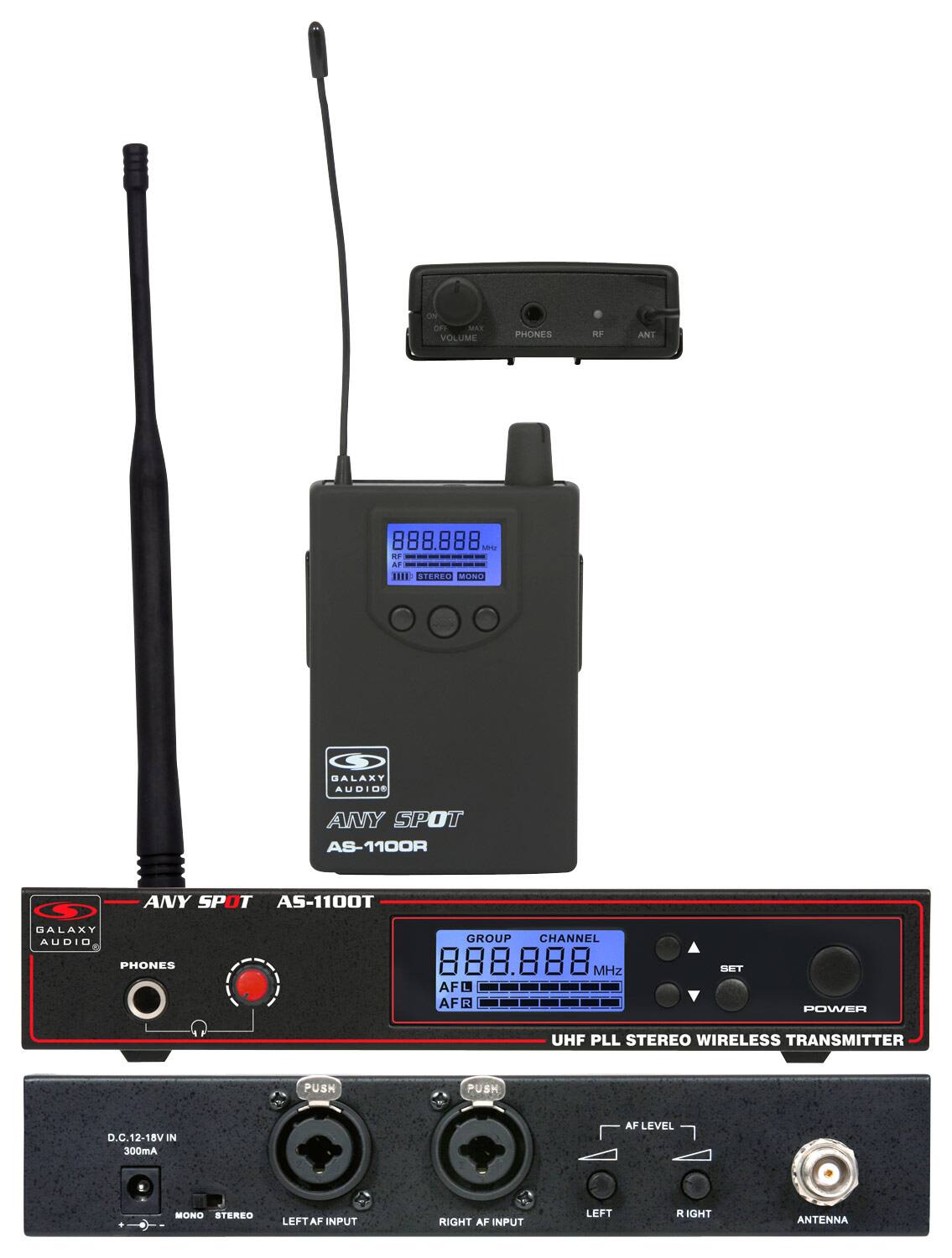 Front. Galaxy Audio - UHF Wireless Personal Monitoring System - Black.