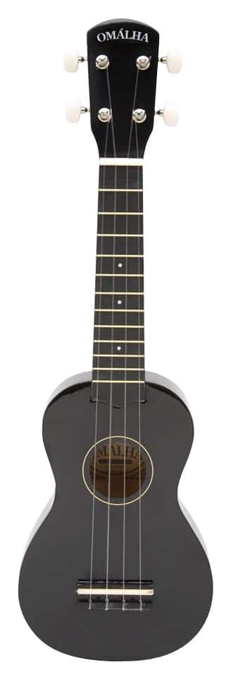Front. Omalha - 4-String Soprano Ukulele - Black.