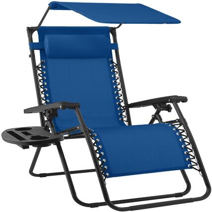Front. Best Choice Products - Best Choice Products 30" Extra Wide Folding Zero Gravity Patio Lounge Chair w/Adjustable Canopy Shade - Marine - Marine.