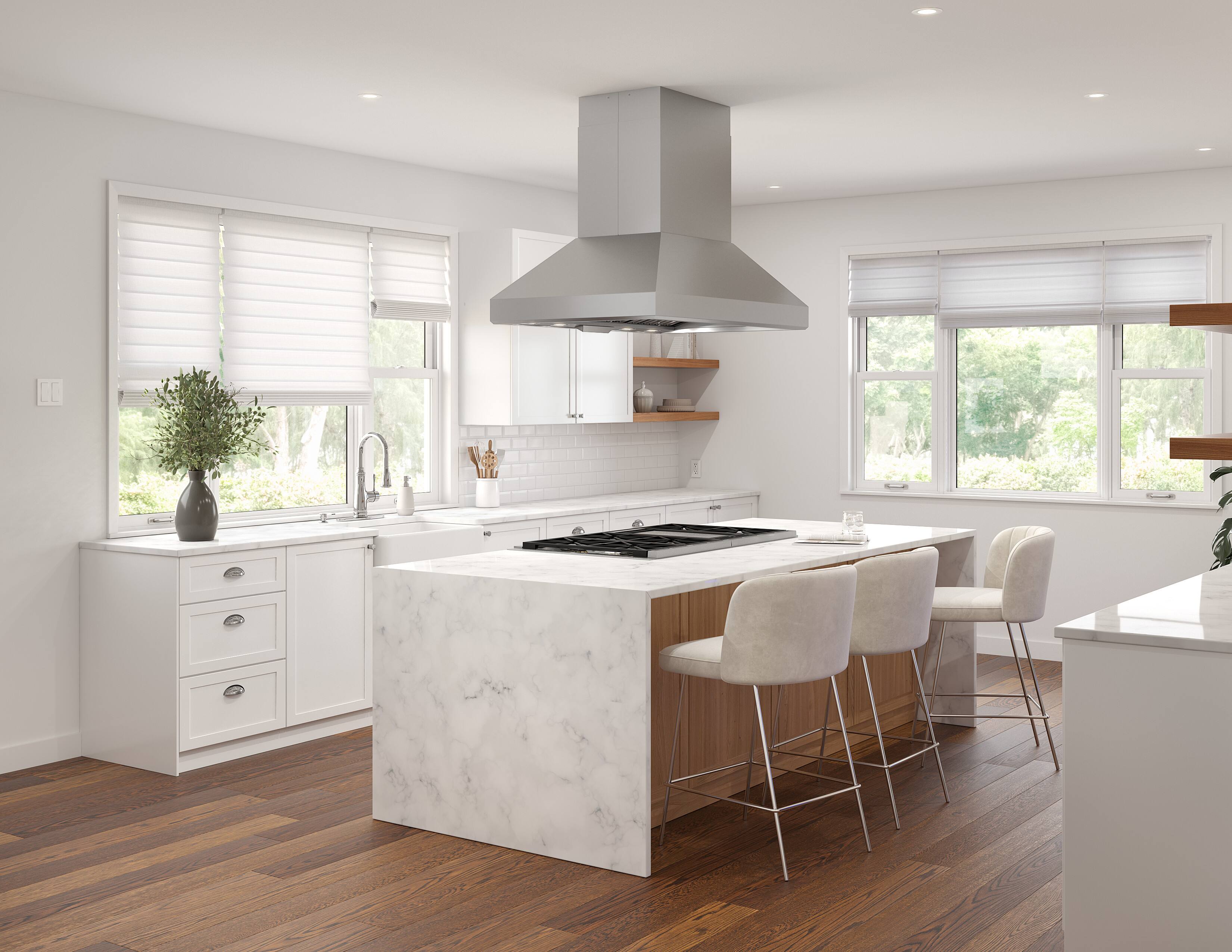 Alt View 13. Zephyr - Titan 36 in. 750 CFM Island Mount Range Hood with LED Light - Stainless Steel.