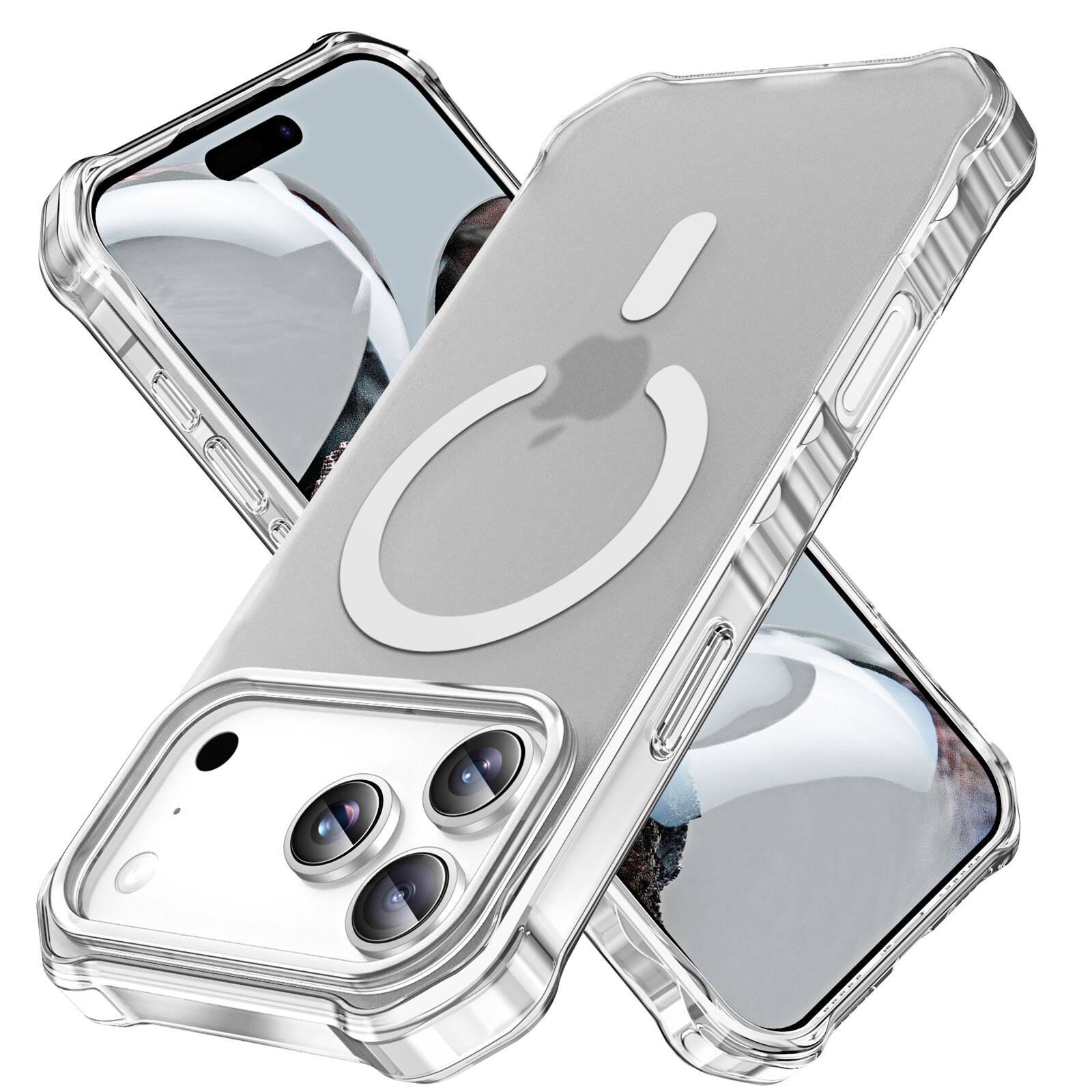 Front. UUCOVER - Magnetic Matte Case for Apple iPhone 18 Pro Max, Compatible with MagSafe, Anti-slip Wave Bumper Drop Protection Cover - Clear.