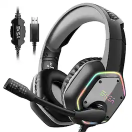 EKSA Telecom - EKSA E1000 USB Gaming Headset – Noise-Canceling Mic, 7.1 Surround Sound, RGB Light, Wired for PC, PS4, PS5, Laptop