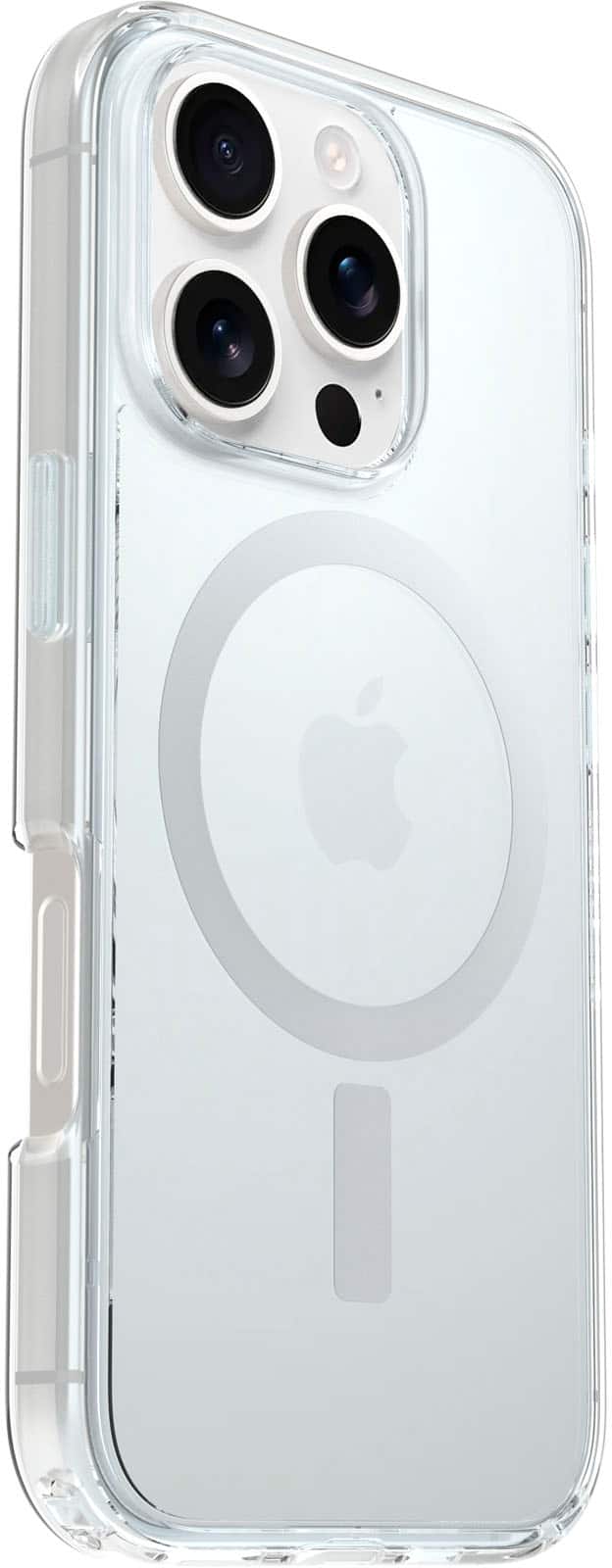 Angle. OtterBox - Symmetry Series Hard Shell for MagSafe for Apple iPhone 16 Pro - Clear.