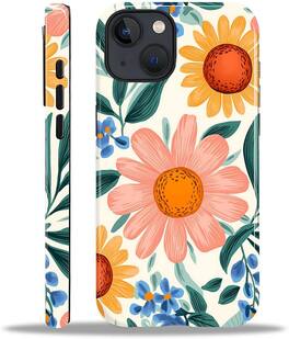 Wikistore - Case for iPhone 14/13 - Hybrid 2-Layer Durable Smartphone Protection Case - Retro Flowers