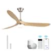 Front. Sofucor - 60'' Outdoor Ceiling Fan with Integrated LED Light & Remote Dimmable 3CCT 6 Speed DC Motor for Patio Bedroom Living Room - Nickel-Light Brown.