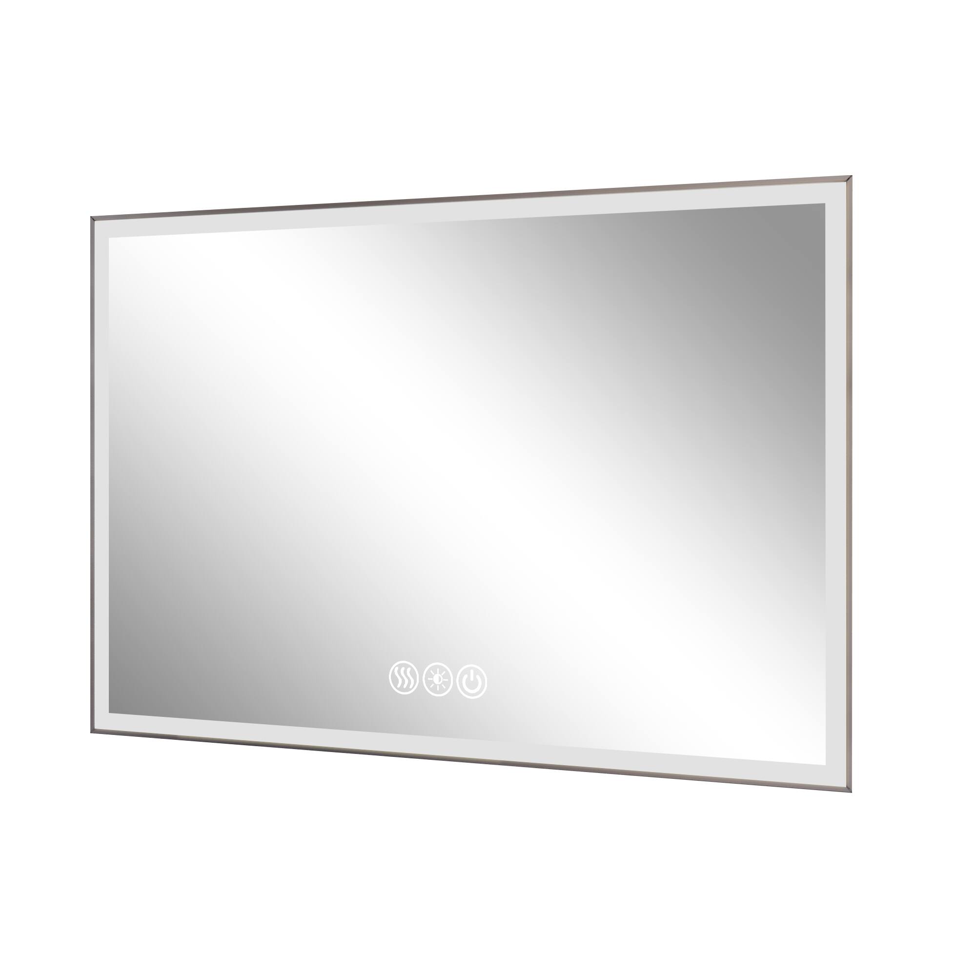 Alt View 4. Boyel Living - 48 by 32 Inch LED Bathroom Mirror with Brushed Aluminum Frame Copper Free Silver Glass.