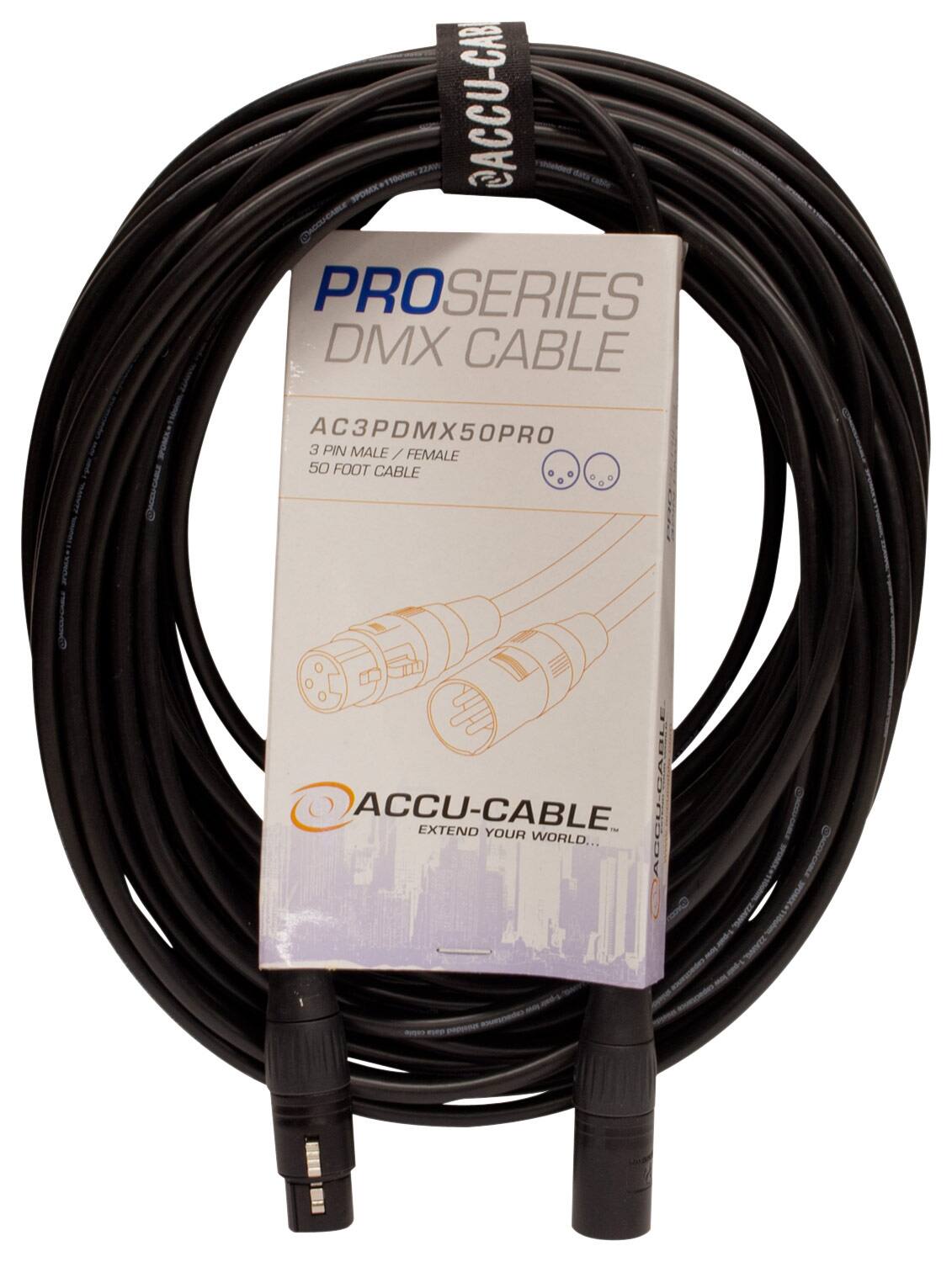 Best Buy AccuCable Pro Series 50' 3Pin DMX Cable Black AC3PDMX50PRO