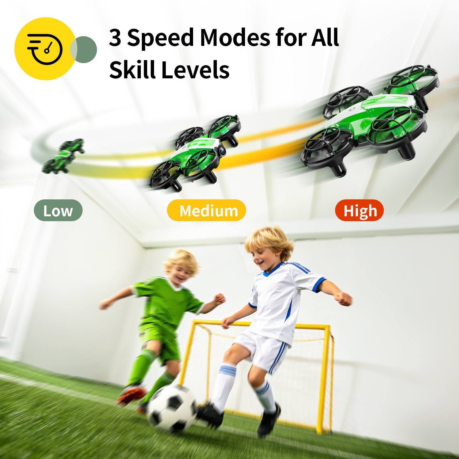 3 Speed Modes for All Skill Levels
Low
Medium
High