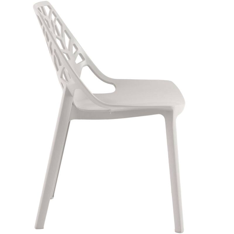 Back. LeisureMod - Cornelia Modern Stackable Accent Dining Chair with Cut Out Backrest Design for Dining Rooms or Patios - Solid Grey.
