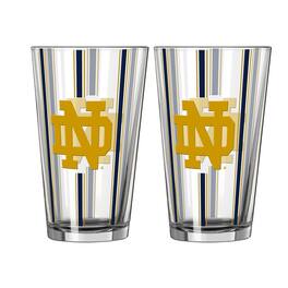 Logo Brands - Notre Dame Fighting Irish Two-Piece 16oz. Striped Pint Glass Set - Multicolor