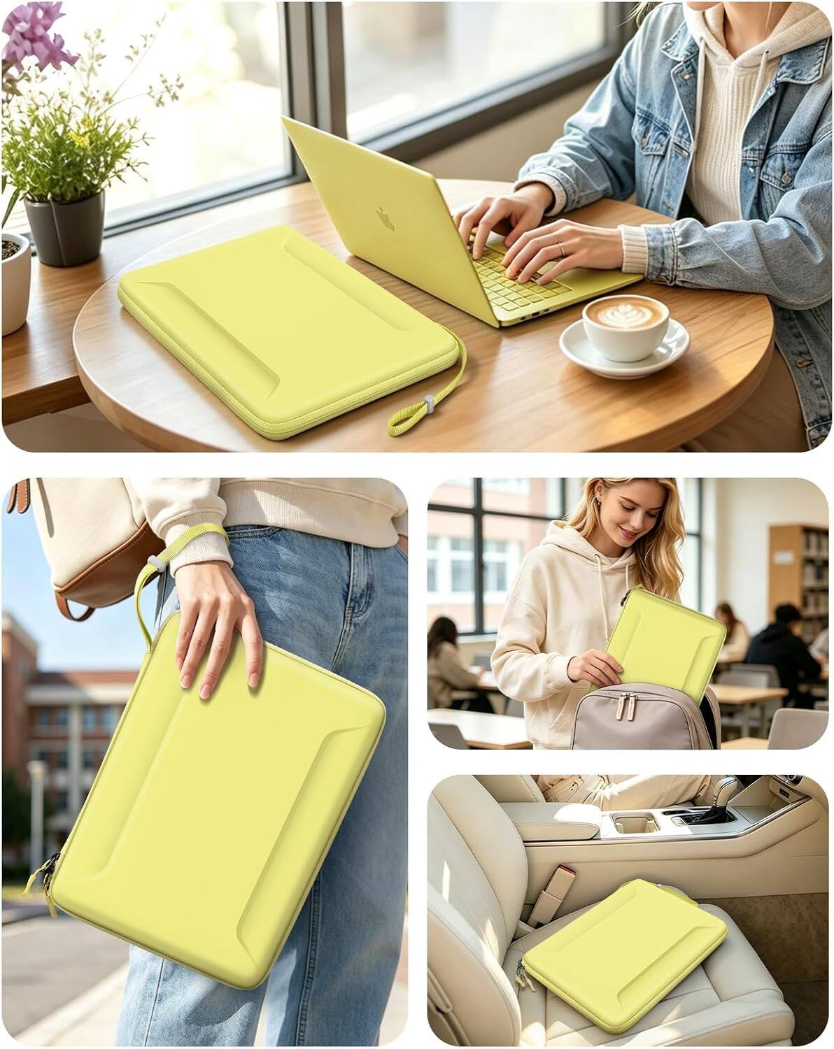 Alt View 4. Fintie - 13-14 Inch Sleeve Case for MacBook Neo 13'', MacBook Air 13.6'', MacBook Pro 14'', Shockproof EVA Carrying Laptop Bag - Citrus.
