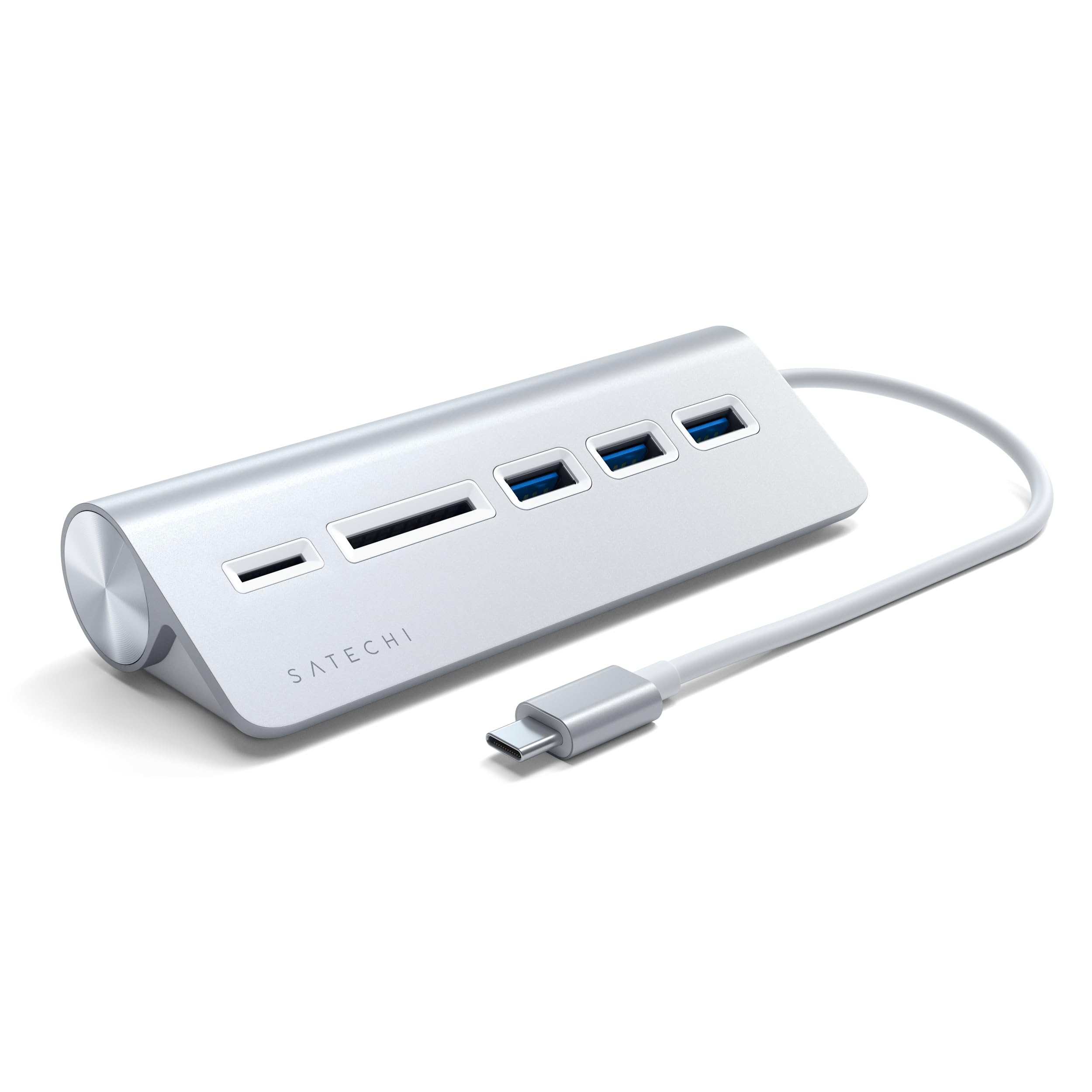Front. Satechi - USB-C Combo Hub for Desktop - Silver.