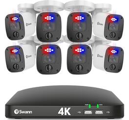 Swann - Home 8-Channel, 8 Camera Indoor/Outdoor Wired 4K UHD 2TB HDD DVR Security Camera, Surveillance System - White