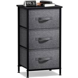 Sorbus - Nightstand with 3 Drawers - Steel Frame, Wood Top &Fabric Bins -Home, Bedroom, Office & College Dorm, Bedside - Black