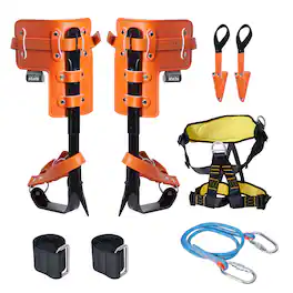 VEVOR - Tree Climbing Spikes Set, 1 Pair Alloy Steel Climbing Spurs with Safety Rope and Safety Harness, 350lbs Load Capacity - Orange