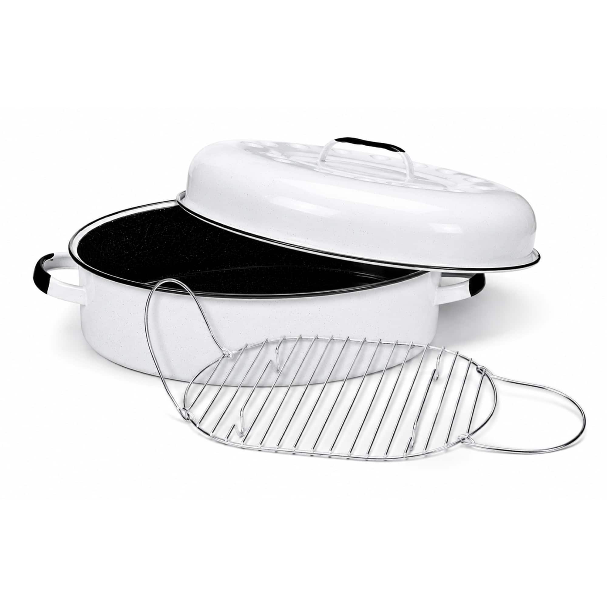 Granite Ware - Covered Round Roaster, 8.7-Inch, Speckled Black, 3 lb Capacity - Speckled White price history on PriceWatchPro