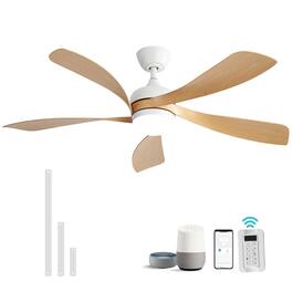 Sofucor - 45 Inch Smart Ceiling Fans with Lights & Remote Modern Bedroom Alexa Ceiling Fan for Farmhouse Indoor Outdoor - White