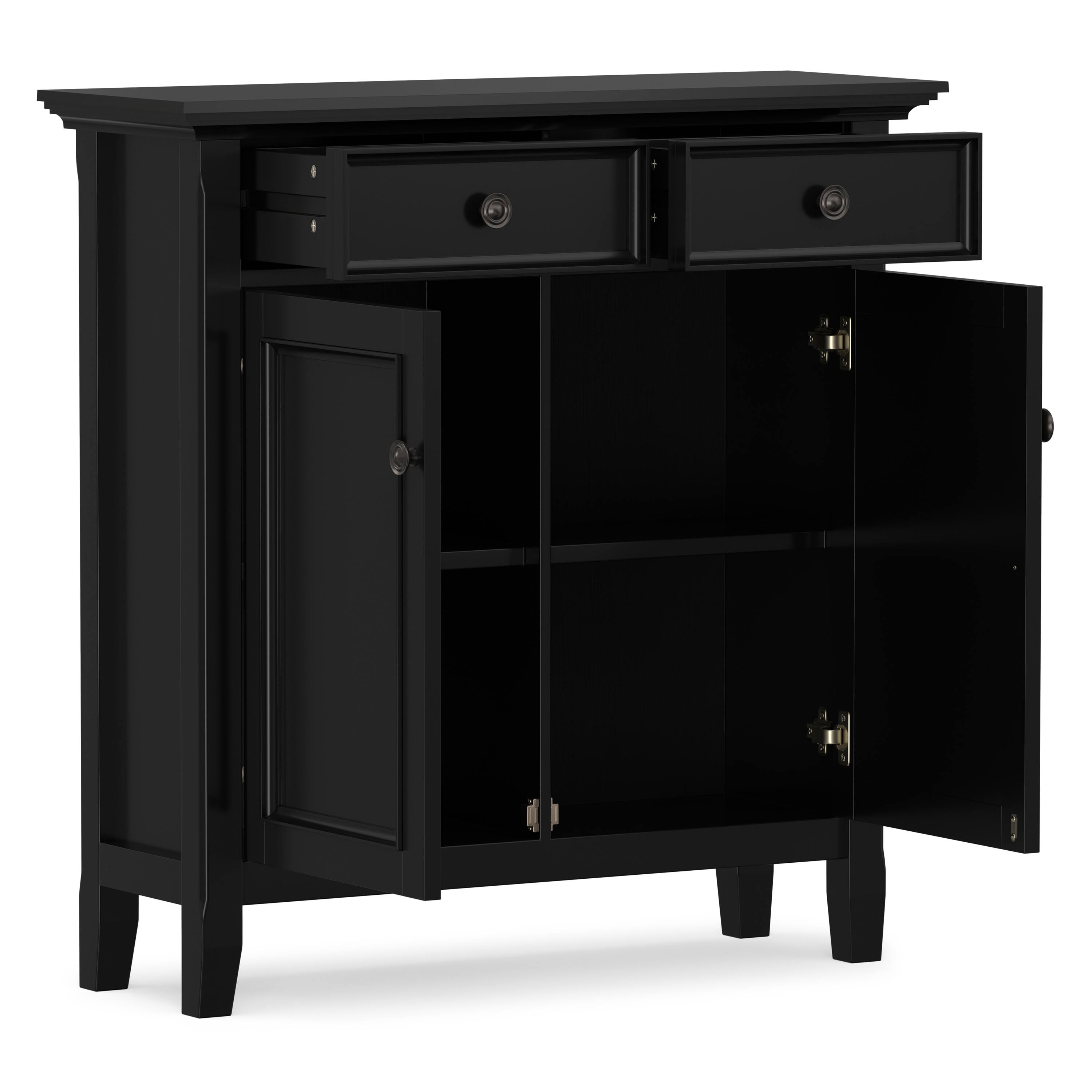 Alt View 1. Simpli Home - Simpli Home Amherst 36 inch Wide Solid Wood Transitional Storage Cabinet - Black.