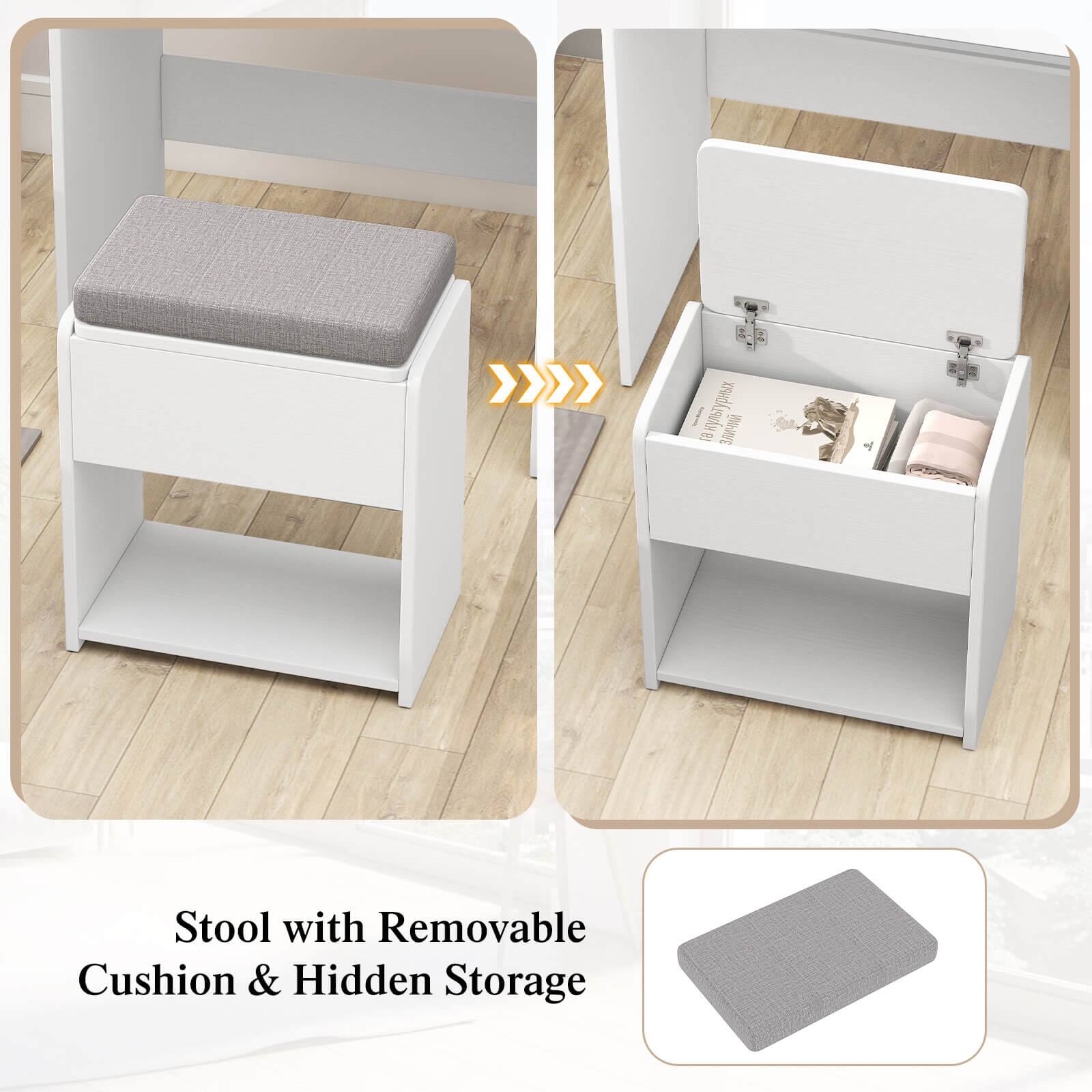 Stool with Removable Cushion & Hidden Storage