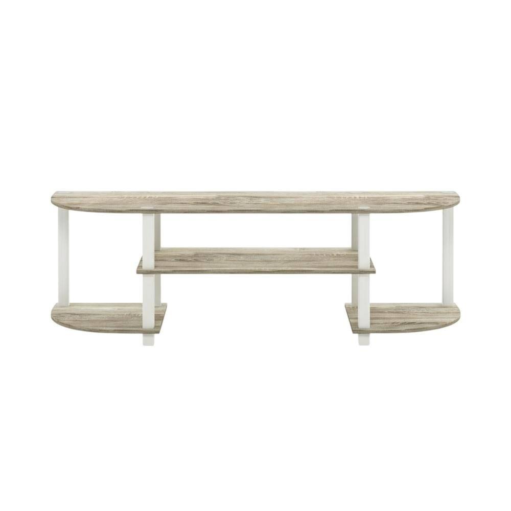 Alt View 3. FurniFact - Wood TV Stand with Sonoma Oak/White Finish for Entertainment Center - Bige White.