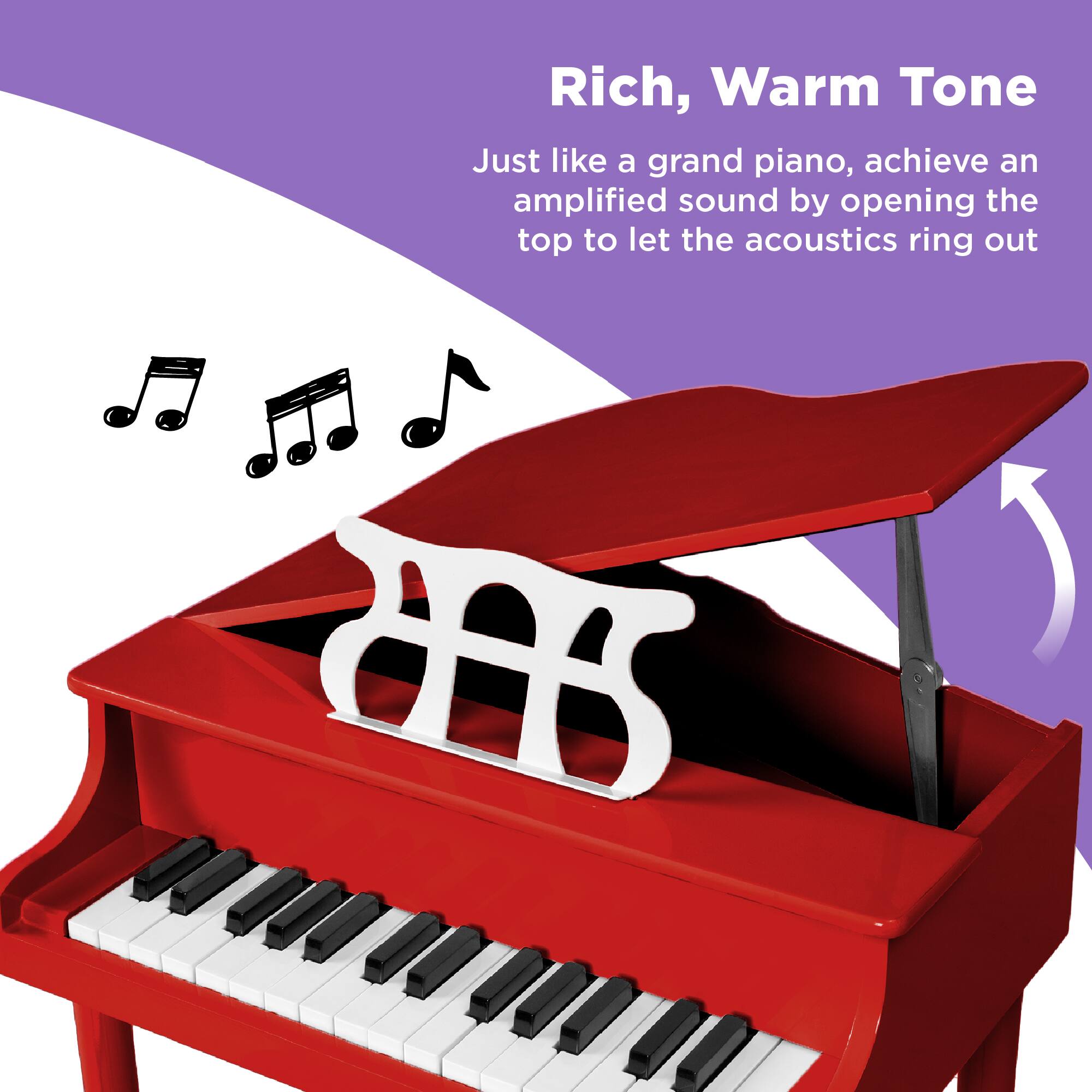 Rich, Warm Tone

Just like a grand piano, achieve an amplified sound by opening the top to let the acoustics ring out