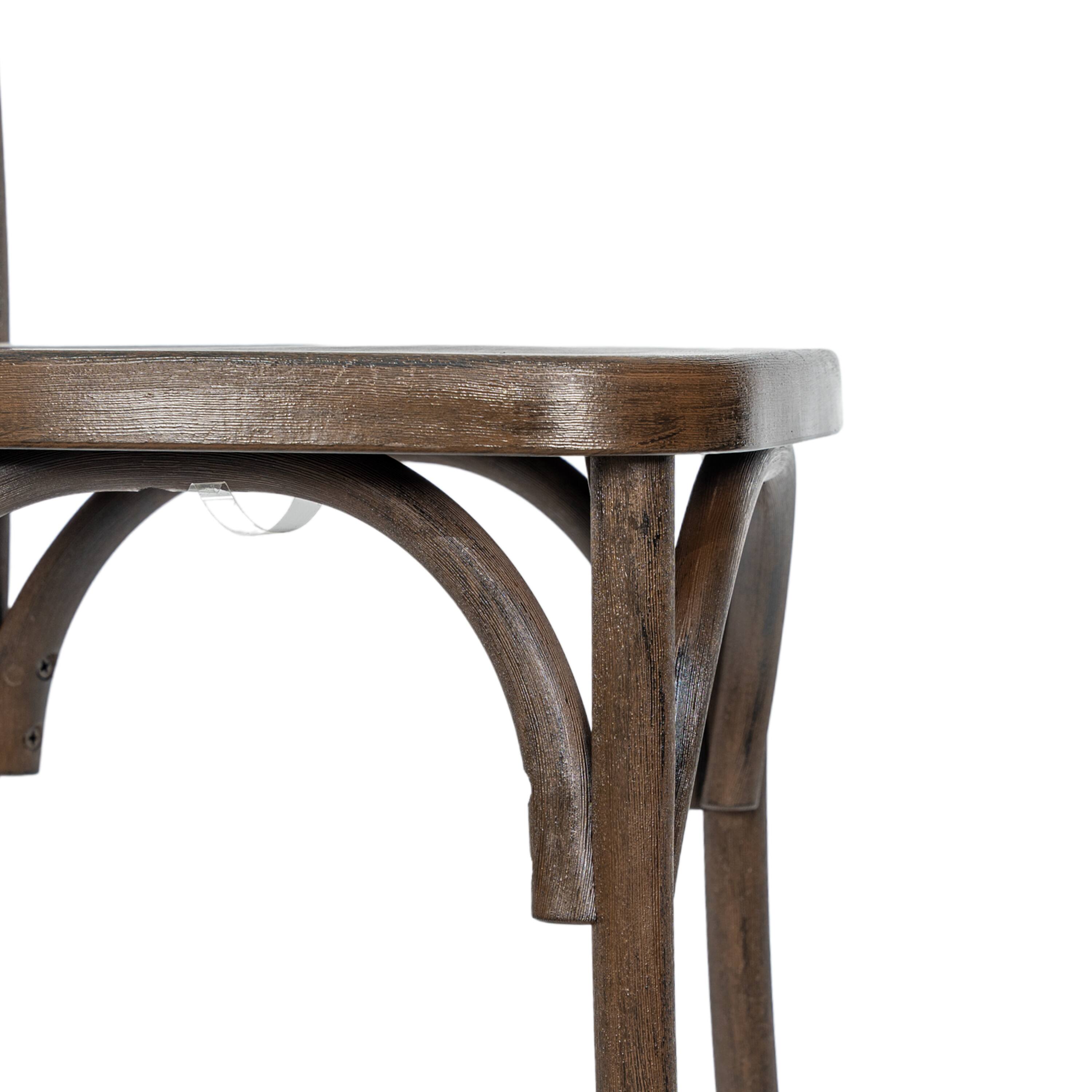 Alt View 10. Emma + Oliver - Hensler Set of 2 Weather-Resistant Wood Look Stackable Resin Cross Back Chairs for Indoor/Outdoor Use - Dark Brown.