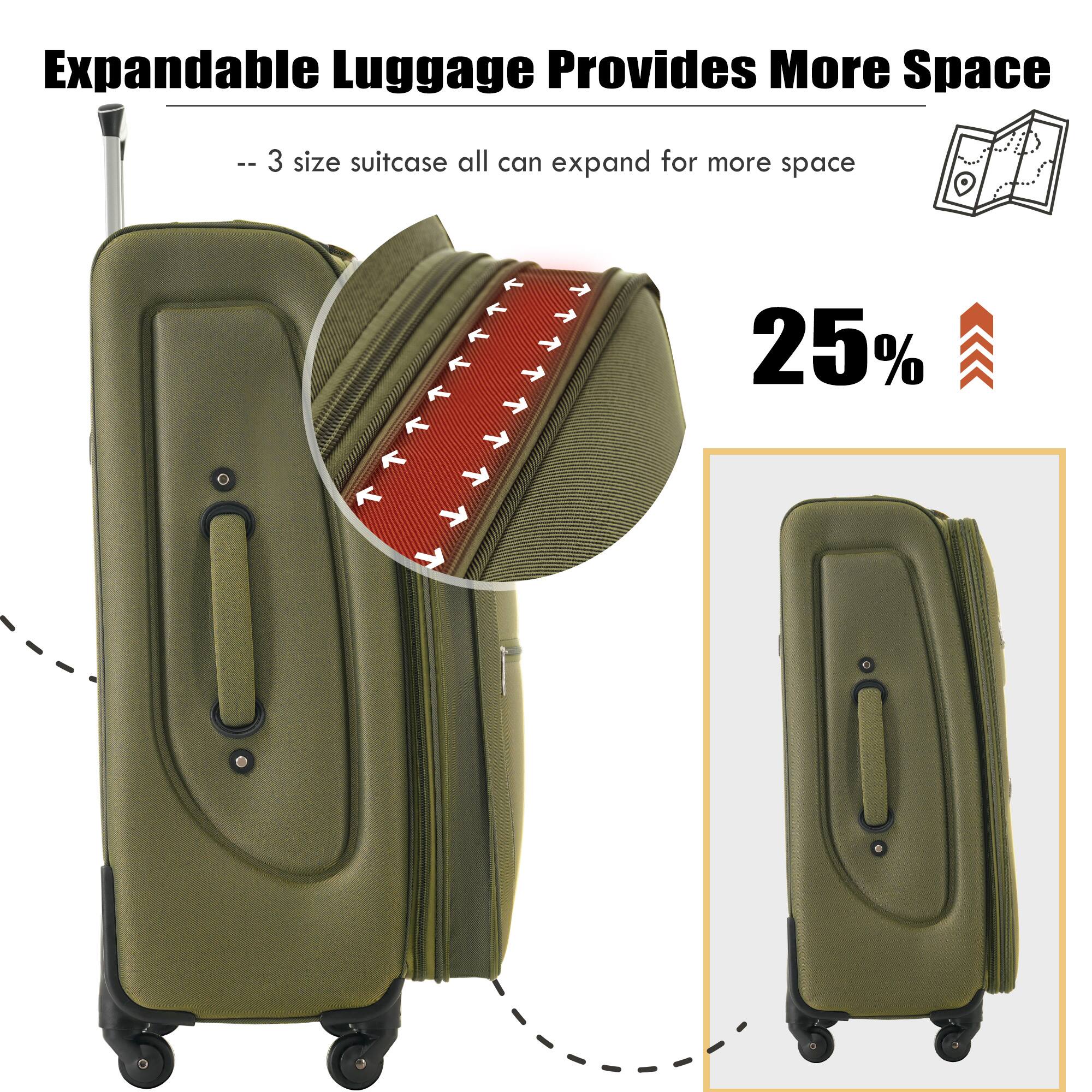 Expandable Luggage Provides More Space  
-- 3 size suitcase all can expand for more space  
25%