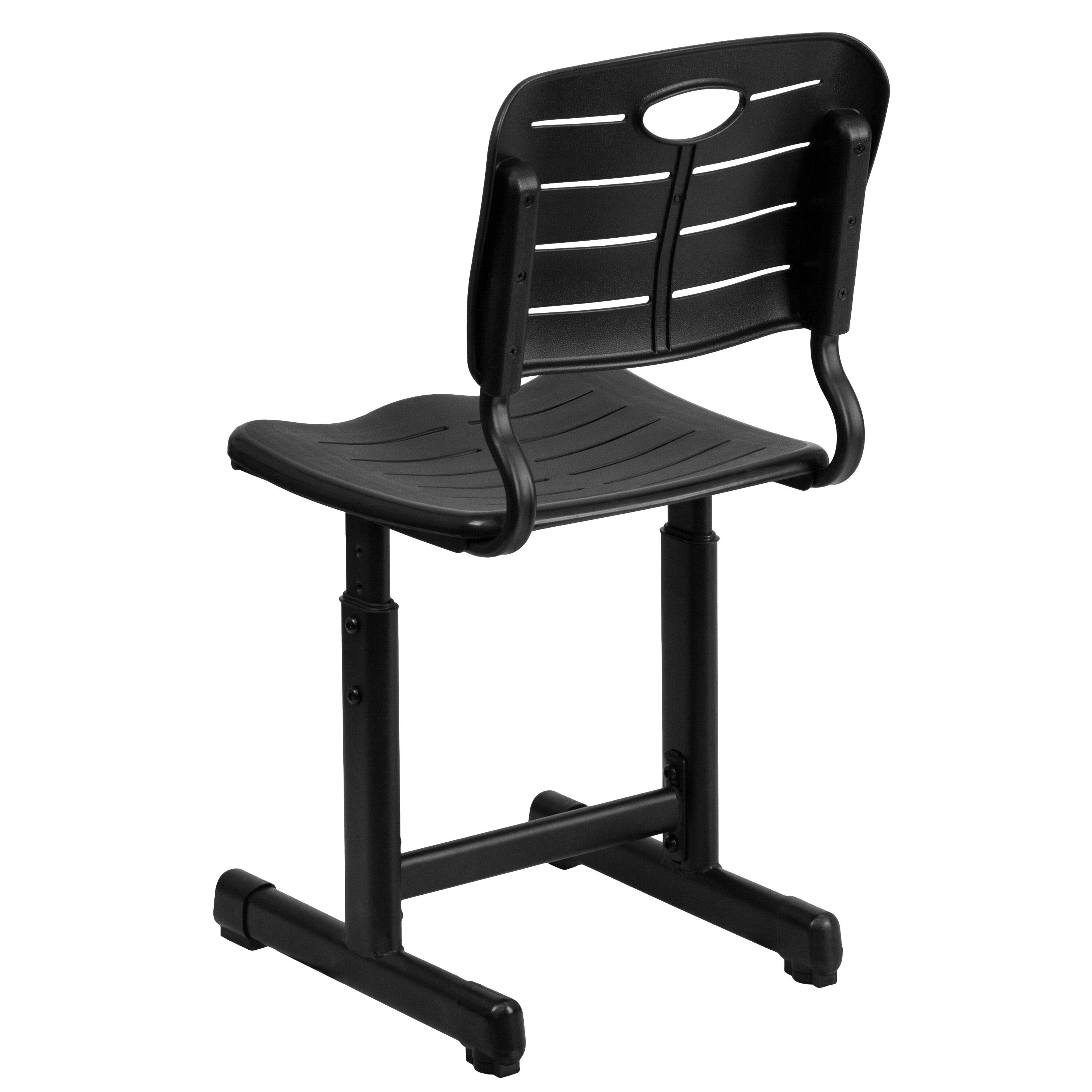 Alt View 4. Emma + Oliver - Adjustable Height Student Chair with Pedestal Frame - Black.