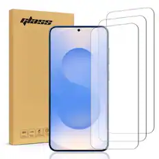 Front. RomeTech - Samsung Galaxy S25 Edge Tempered Glass Screen Protector 3 Per Pack - Transparent.