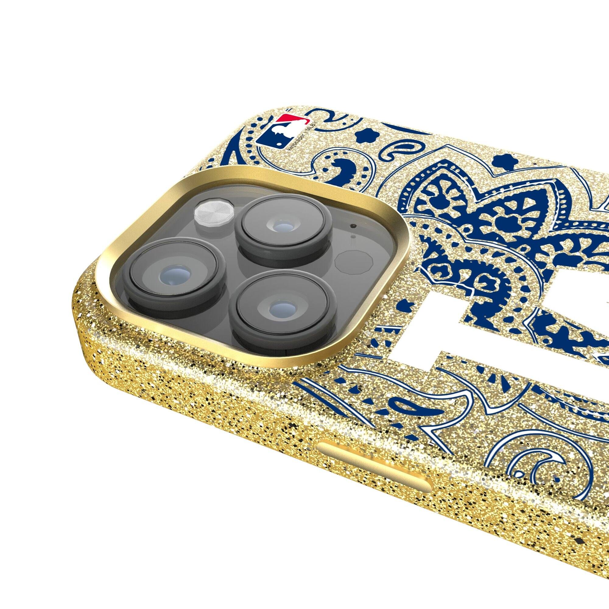 Alt View 3. Keyscaper - Los Angeles Dodgers Paisley Bling iPhone Case - 16 Pro Max - Gold.