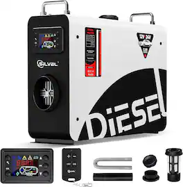 Silvel - 8KW Diesel Heater, 4L Portable Air Heater, with LCD Screen and Remote Control - White