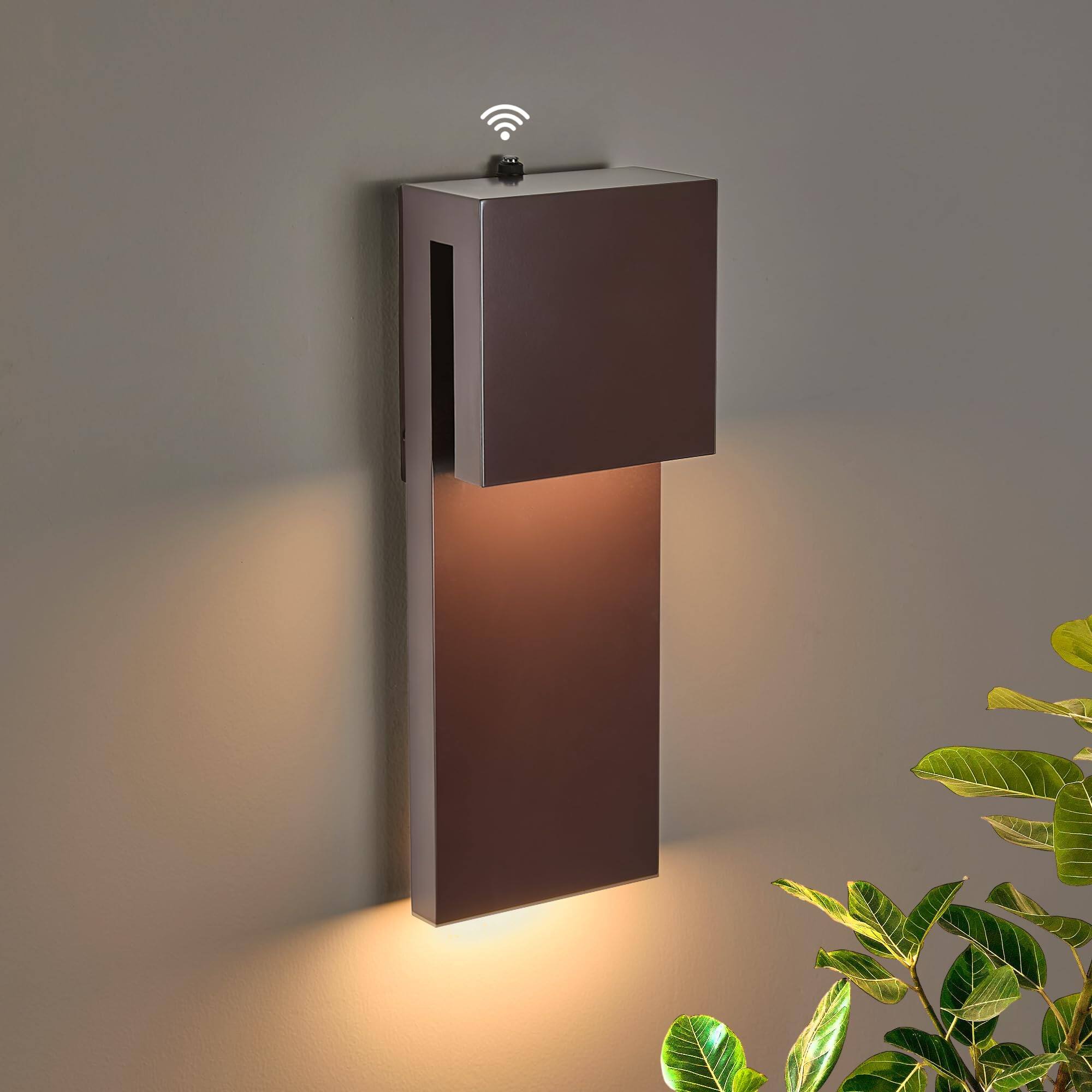 Front. Comfort Essence - Modern Led Outdoor Wall Sconce w Integrated Mount Anti Rust TextuSuit For Wet Locations And All Rooms Easil - 1 Pack Bronze(With Photocell).