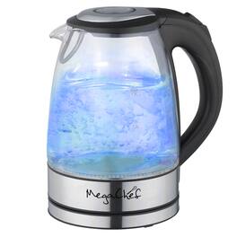 MegaChef - 1.7Lt. Glass and Stainless Steel Electric Tea Kettle - Silver
