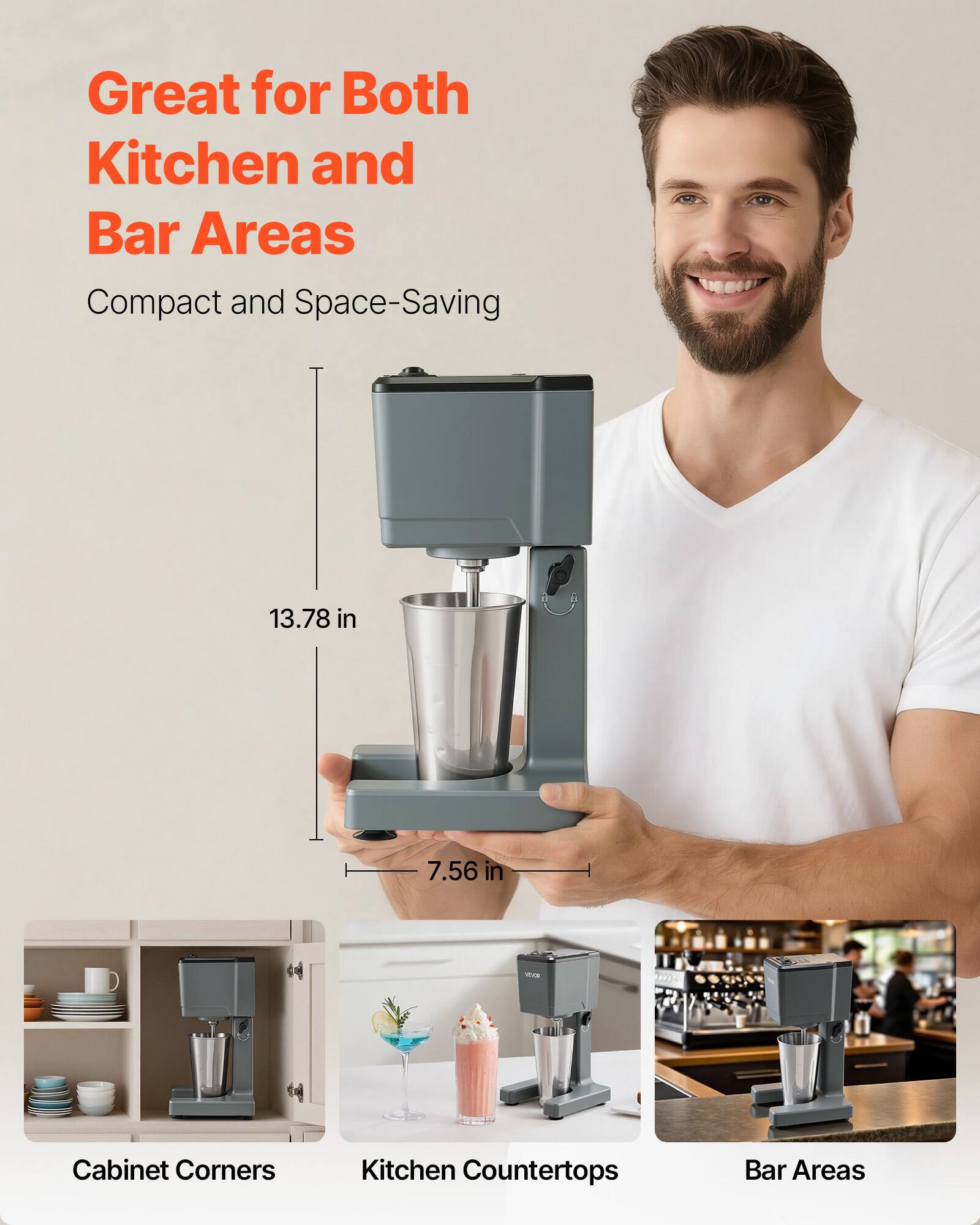 Great for Both Kitchen and Bar Areas  
Compact and Space-Saving  

13.78 in  
7.56 in  

Cabinet Corners  
Kitchen Countertops  
Bar Areas