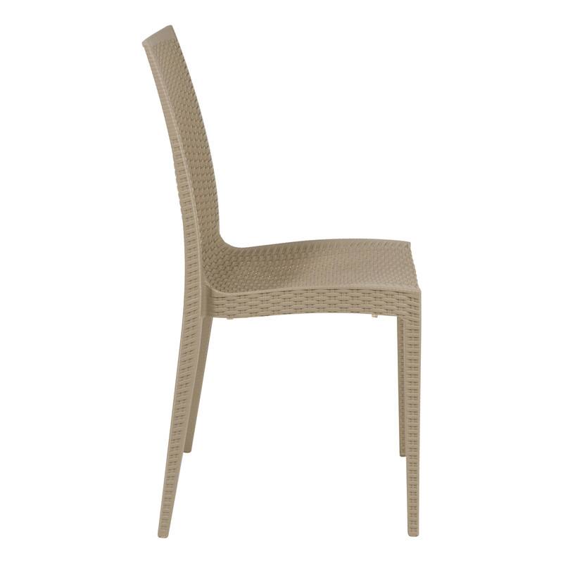 Alt View 1. LeisureMod - Mace Stackable Outdoor Dining Chair - Weather-Resistant Wicker Weave - Taupe.