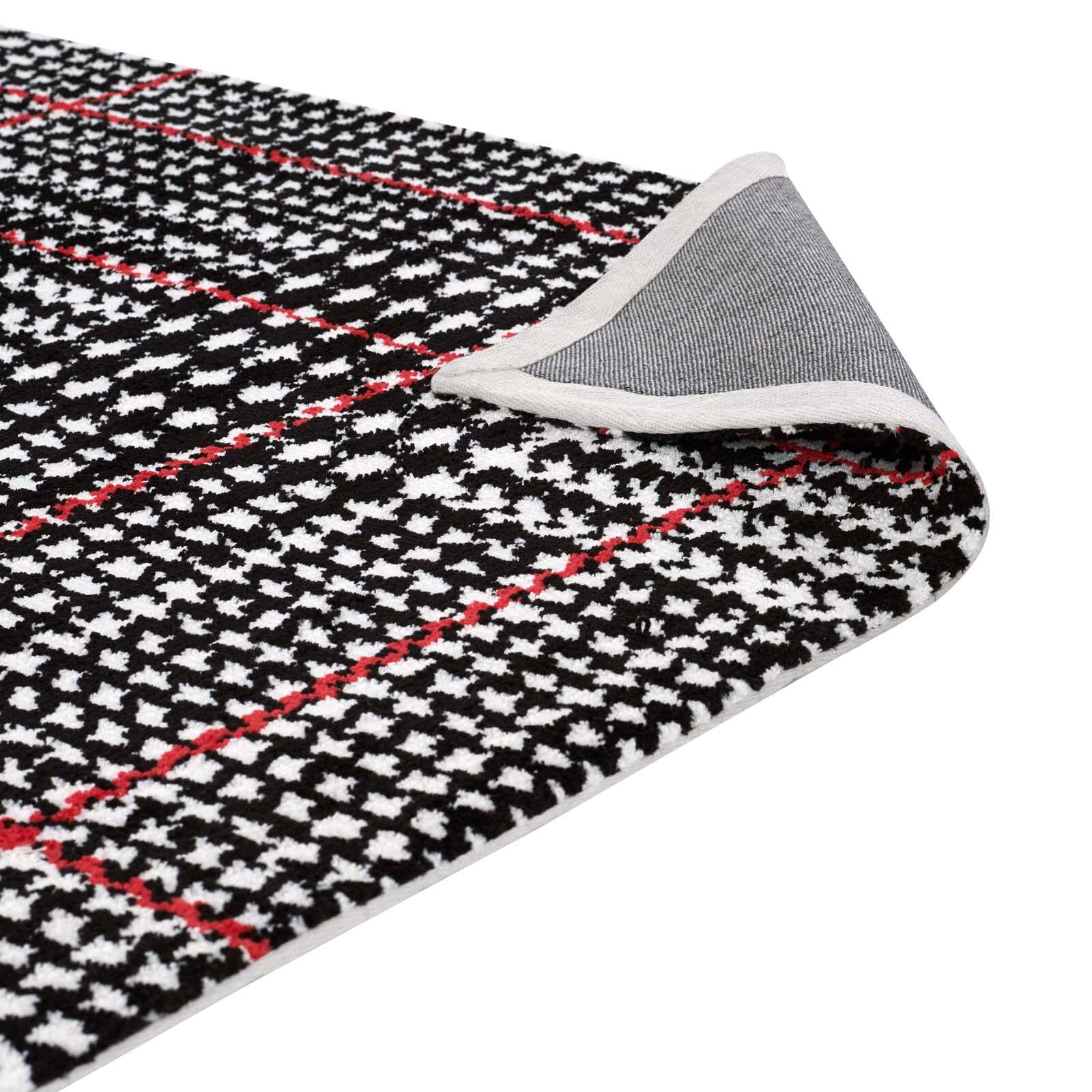 Alt View 3. Modway - Kaja Abstract Plaid Area Rug - Ivory Black and Red.