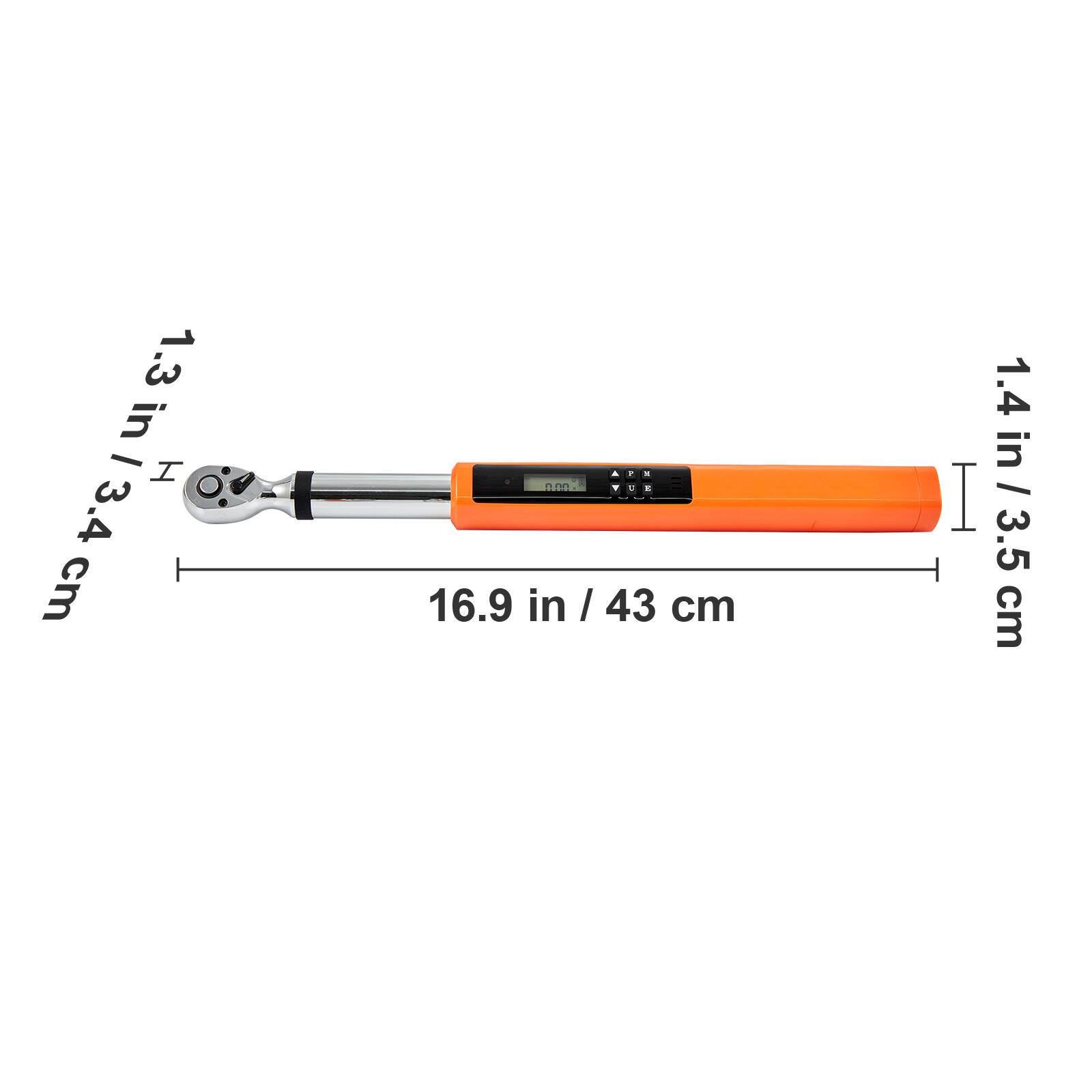 1.3 in / 3.4 cm  
1.4 in / 3.5 cm  
16.9 in / 43 cm