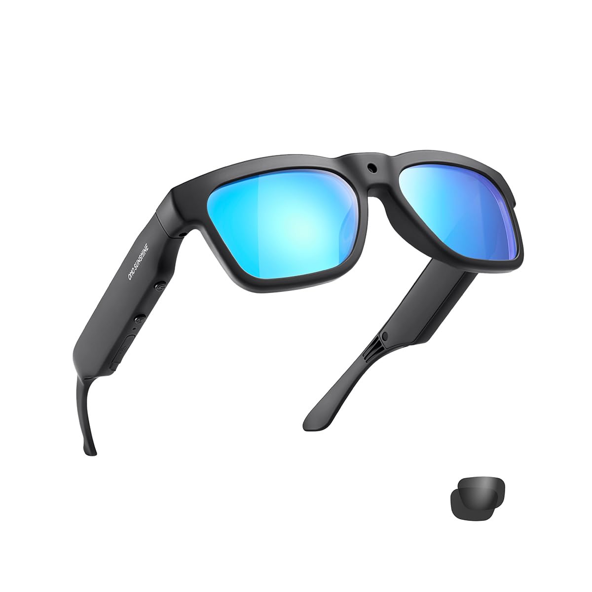 OhO sunshine - Smart Glasses with Full HD Camera, UV400 Polarized Lens, Open Ear Bluetooth Speaker, 128GB storage - Blue