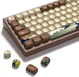 Womier - PBT Keycap Set, MOA Profile Dye-Sub Custom Keyboard Keycap for Cherry MX Switch US Layout Mechanical Keyboard - Brown-129 Keys